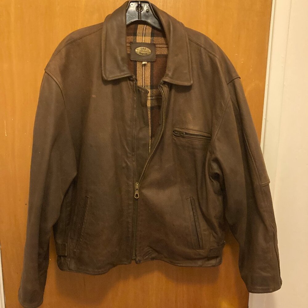 Gab Firenze men's brown leather coat. size L